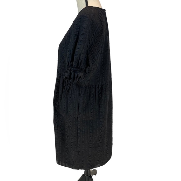 Nordstrom 100% Cotton Short Sleeve Crew Neck Midi Dress - Black - size Medium - Picture 4 of 7